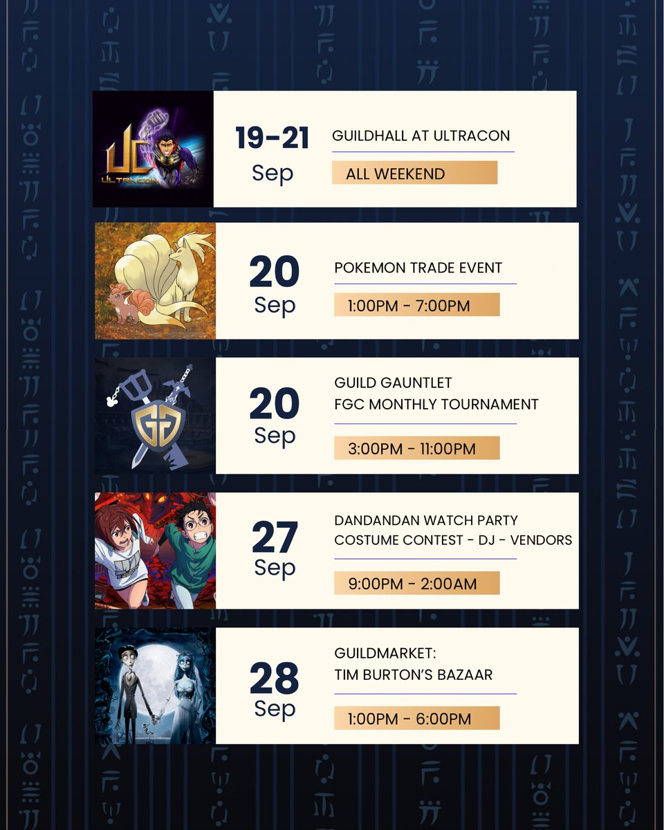 Guildhall - September Special Events

- WEEK 1 -
Hollow Knight: Silksong Release Party (PC) – 09/04
Table-Top Takeover Board Games – 09/06
Floridarcadian SSBU Tournament – 09/06

- WEEK 2 -
2XKO – First Open Beta Tournament (Every Friday) – 09/12

- WEEK 3 - 
Guildhall at