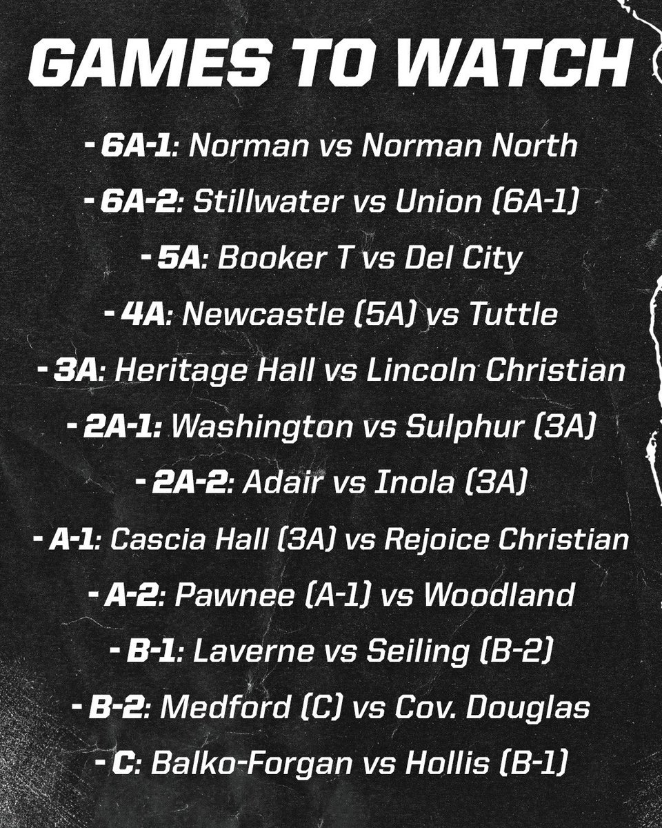 There are many great games across the state for week 1 👀

These are some games to watch.

#okpreps