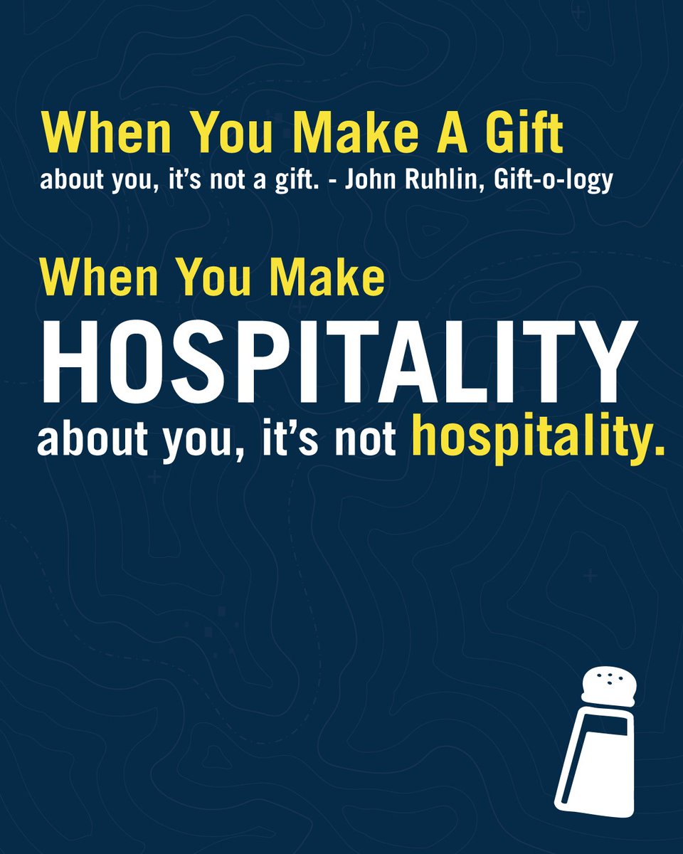 A gift with your logo = marketing.
A “hospitality moment” staged for credit = ego.

Hospitality (like a true gift) stops being hospitality the moment it becomes about us.

It’s not about showing off.
It’s about those we serve.