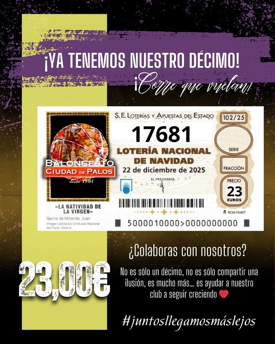 ¡Ya tenemos nuestro 🅓🅔🅒🅘🅜🅞 de Lotería! 

🍀⚡️1️⃣7️⃣6️⃣8️⃣1️⃣⚡️🍀

💸¡𝗖𝗼𝗿𝗿𝗲 𝗾𝘂𝗲 𝘃𝘂𝗲𝗹𝗮𝗻! 💸

#cbciudaddepalos 
#juntosllegamosmáslejos