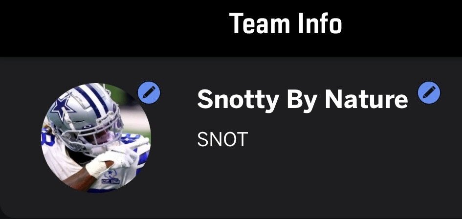 TryHardAgain's tweet photo. The No Fun League banned the nose wipe celebration bc it’s ‘violent’

New fantasy team name just dropped 😎 https://t.co/i7eMPV6uQN