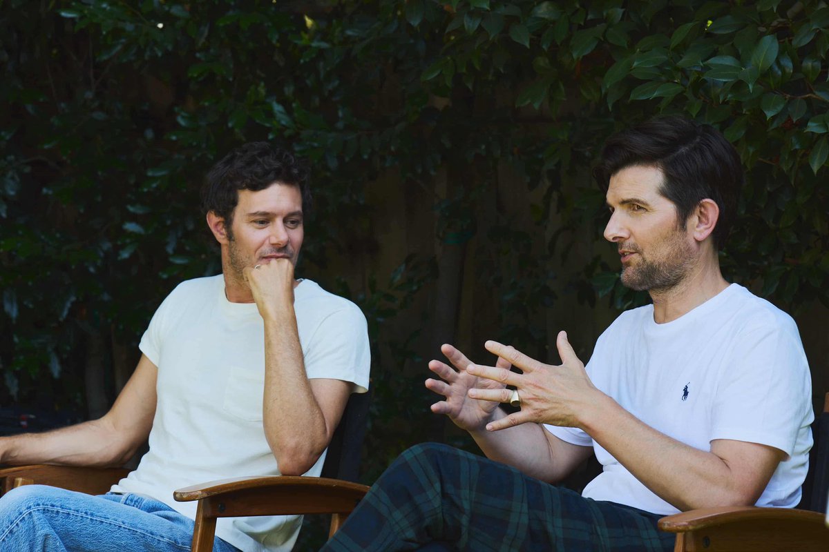 adamazingscott's tweet image. Unseen photo from the filming of the WhatsApp commercial with Adam Scott and Adam Brody (via WhatsApp)