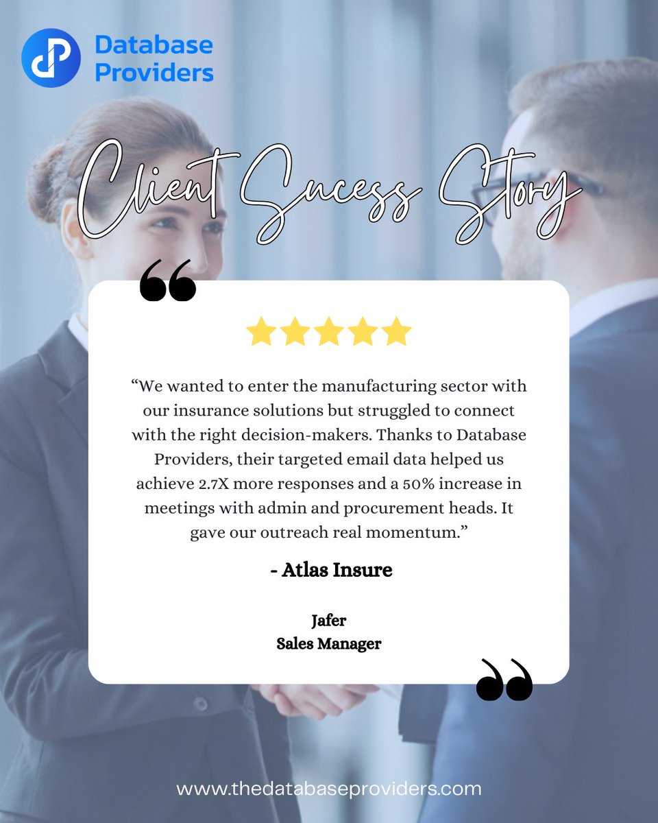 DB_Providers's tweet image. From struggle to success: 2.7X more responses + 50% more meetings. database providers = insurance growth in manufacturing.

Visit: rfr.bz/te04eab

#b2bemaildata #b2bemaillist #insuranceleads #manufacturingdata #verifiedcontacts #datadrivenmarketing #b2bdatabases