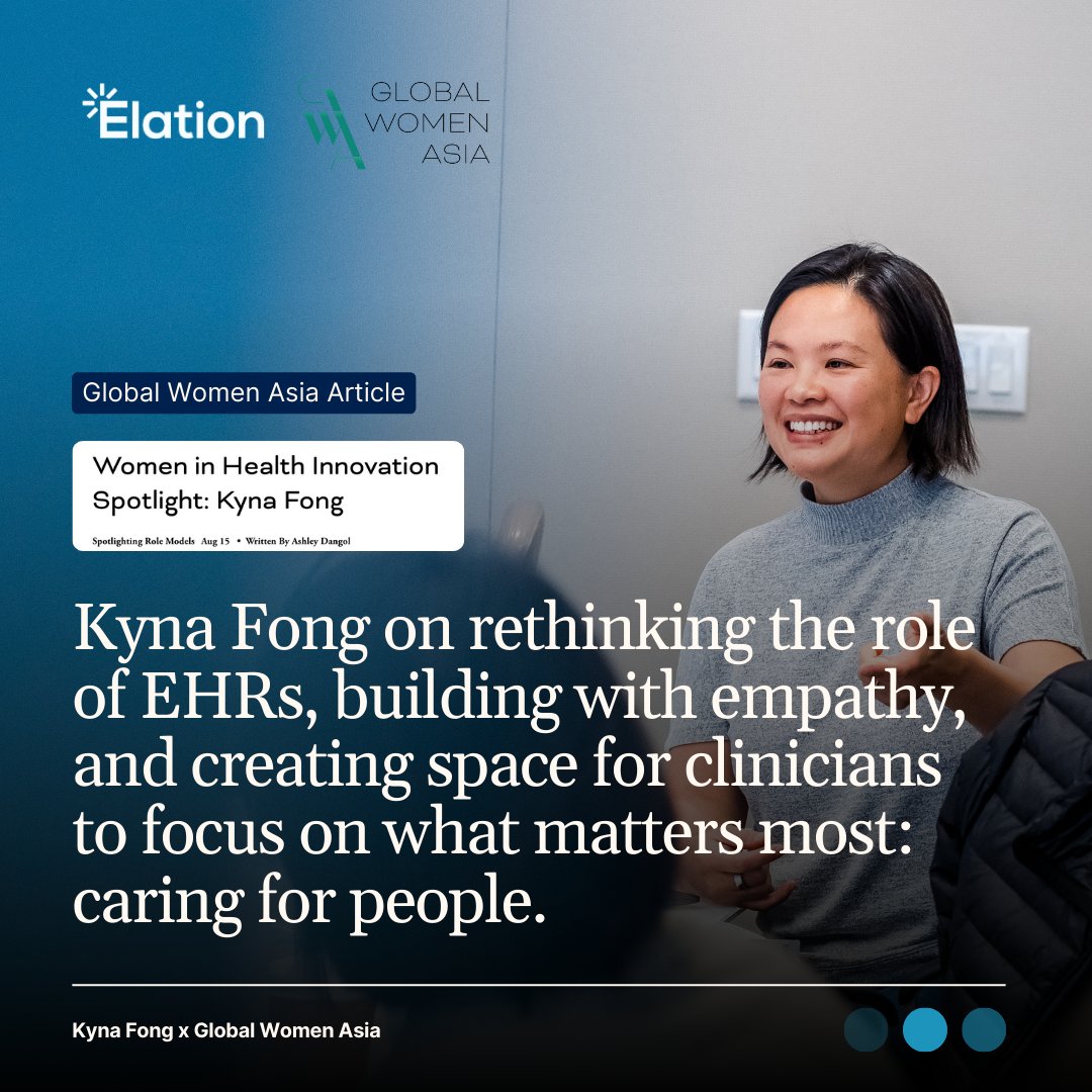 "Restoring the joy of practicing medicine." ✨ Our CEO and co-founder, Kyna Fong, shares her mission to build a clinical-first EHR that puts patient care first. Read her interview with @GlobalWomenAsia: ow.ly/GGR950WPWRm

#ElationHealth #PrimaryCare #HealthTech #Leadership