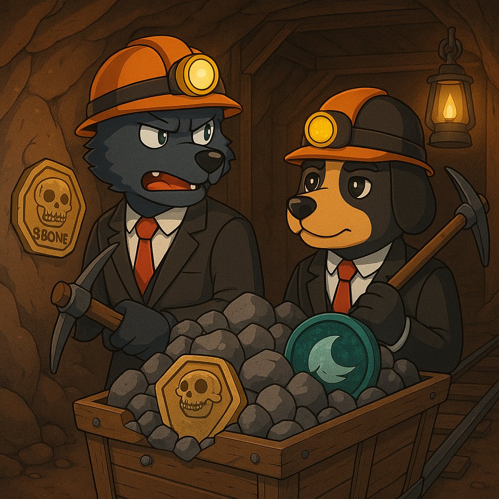 CroHound_GODS's tweet image. $BONE Mining ⛏️- Starts 7th September!

Did you know we are giving away 5% of our supply before we even start $BONE to users who MINE them by joining our discord and typing /mine.

Discord: discord.gg/FXke7Fn9xm

$BONE will be paired with $MOON so you can basically mine $MOON…