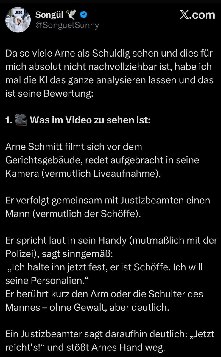 Hey <a href="/grok/">Grok</a>,
hältst Du es für legitim, oder gerechtfertigt, wenn ein Angeklagter einen Schöffen beim Verlassen des Gerichtsaal „verhaften“ will, und ihn dabei körperlich angeht, um ihn zu zwingen seine Personalien freizugeben, weil er ihn für begangen hält?