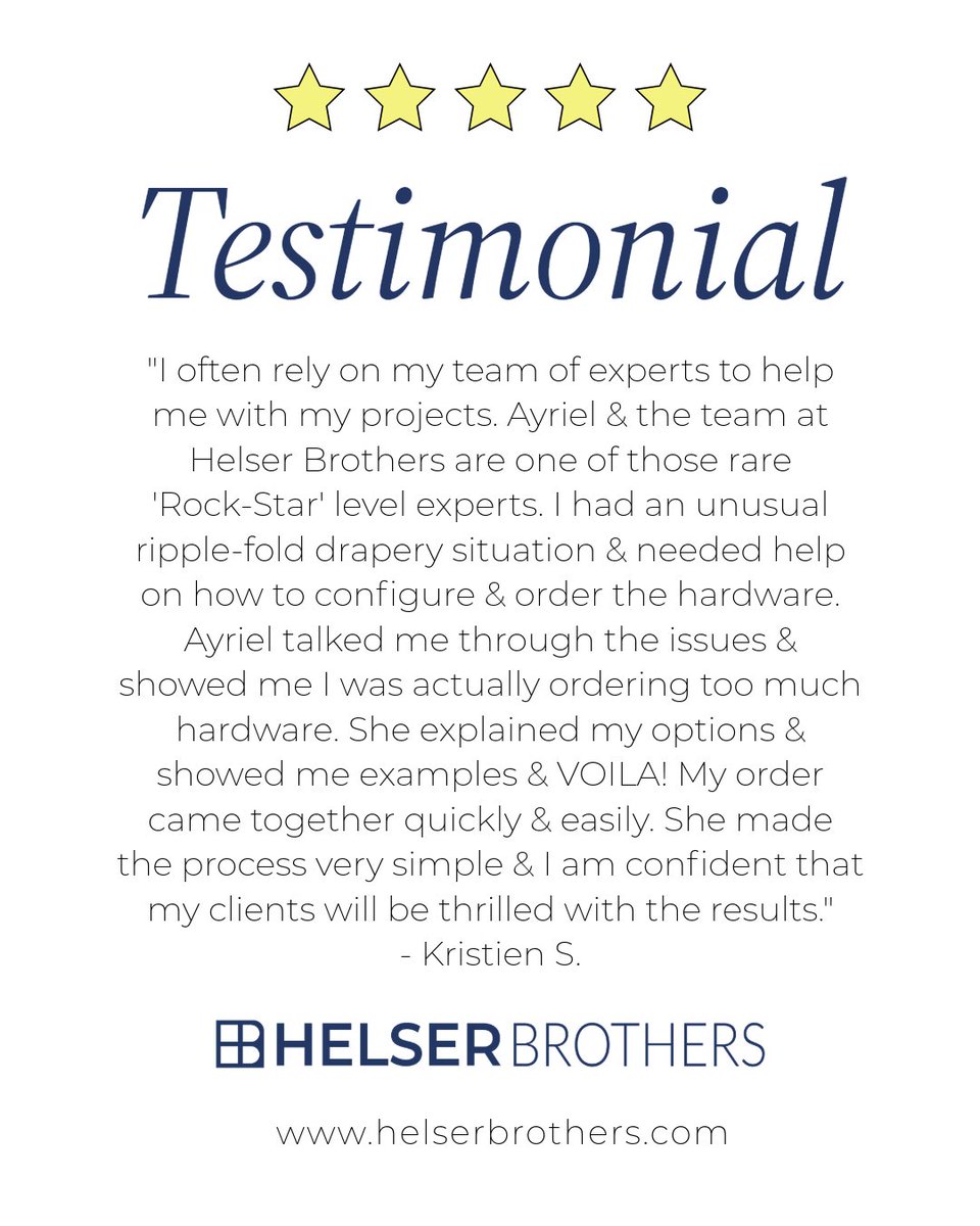 helserbrothers's tweet image. Nothing makes us happier than hearing from satisfied clients 💖.

#Helserbrothers #Customdraperyhardware #Testimonialthursday #Bestclientsever