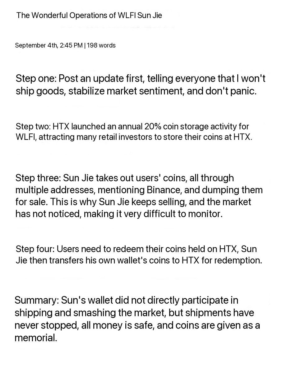 SPCX_J's tweet photo. WLFI blacklists Justin Sun's address!

World Liberty blacklisted Justin Sun's address, locking up 540 million unlocked tokens and 2.4 billion locked tokens, stating that they believe an exchange has been using user tokens for a sell-off, thereby depressing the price.

So satisfying! @justinsuntron, this treacherous and treacherous guy, I hope President Trump gives him a silver bracelet and sends him to jail like CZ for a few years!
#WLFI #USD1
