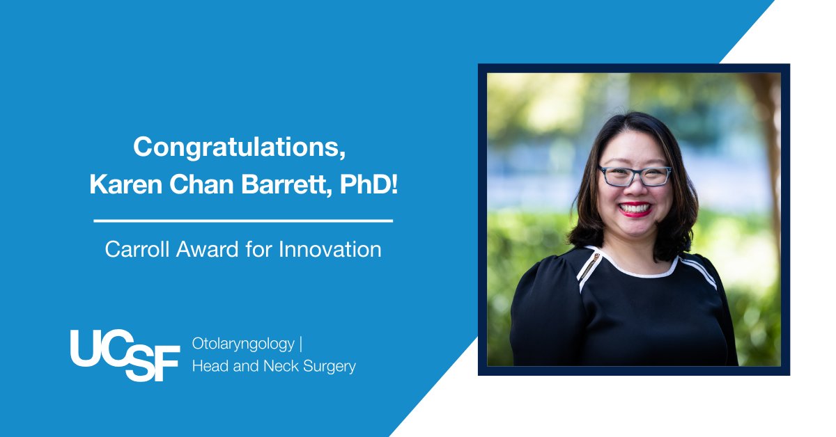 Dr. Karen Chan Barrett won the Carroll Award for Innovation! This will fund the use of #AI to enhance preferred voices in noisy environments for cochlear implant users. 

Congrats to Dr. Barrett &amp; her team, Drs. <a href="/NicoleJiam/">Nicole T. Jiam, MD</a>, Patpong Jiradejvong, Max Jiam &amp; Guy Kawasaki.