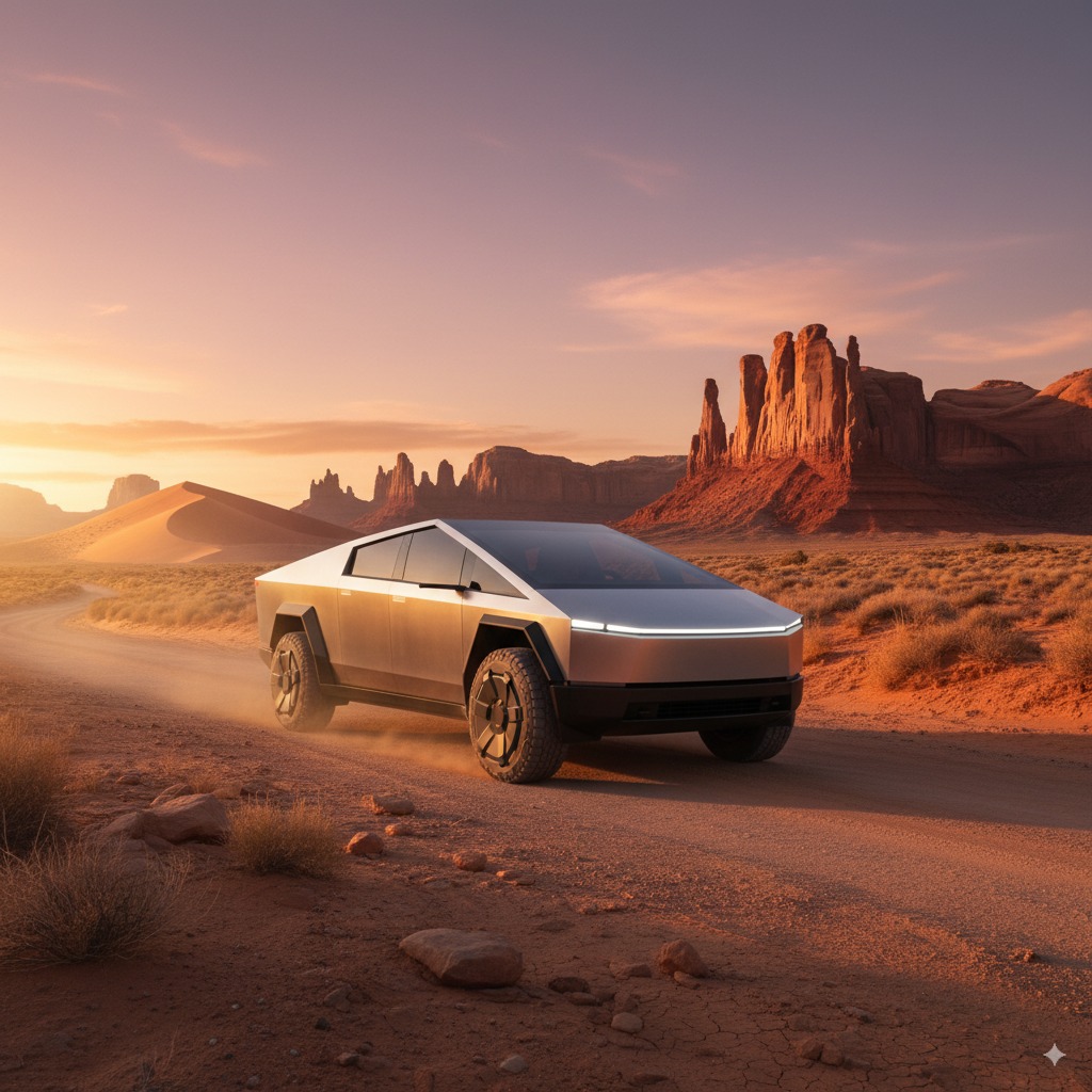 🔥 When your Cybertruck render drops via prompt alone…
“DESIGNERS HOLD YOUR RESUME ON STANDBY”

The future isn’t just electric—it’s automated. Last week, we briefed a human designer. Today? Nano banana spat this out in 12 seconds. 🤯

#Cybertruck #AIRevolution #DesertDriving