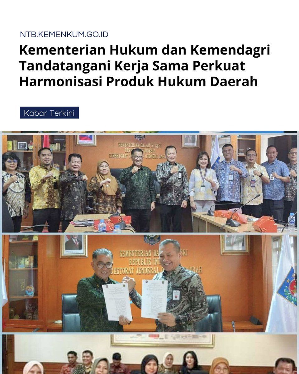 Kementerian Hukum dan Kemendagri Tandatangani Kerja Sama Perkuat Harmonisasi Produk Hukum Daerah

#KementerianHukum
#LayananHukumMakinMudah
#IGustiPutuMilawati
#KanwilKemenkumNTB
#SetahunBerdampak