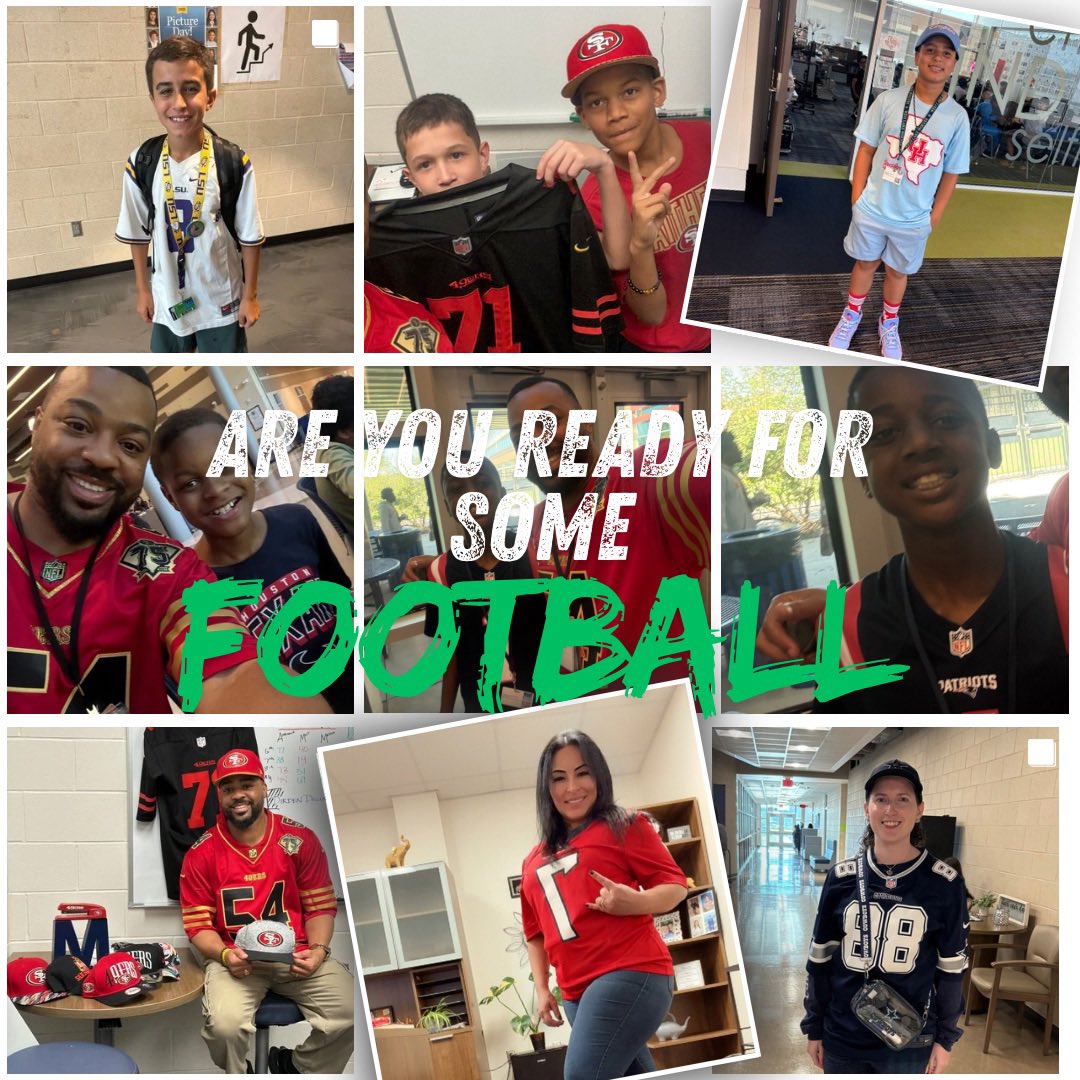 HumbleISD_WLMS's tweet photo. NFL/college football season has arrived. Pick your teams now!!!!! Staff and students dress up days are the best. @DrWash_Leads https://t.co/ty1nvR5H2g