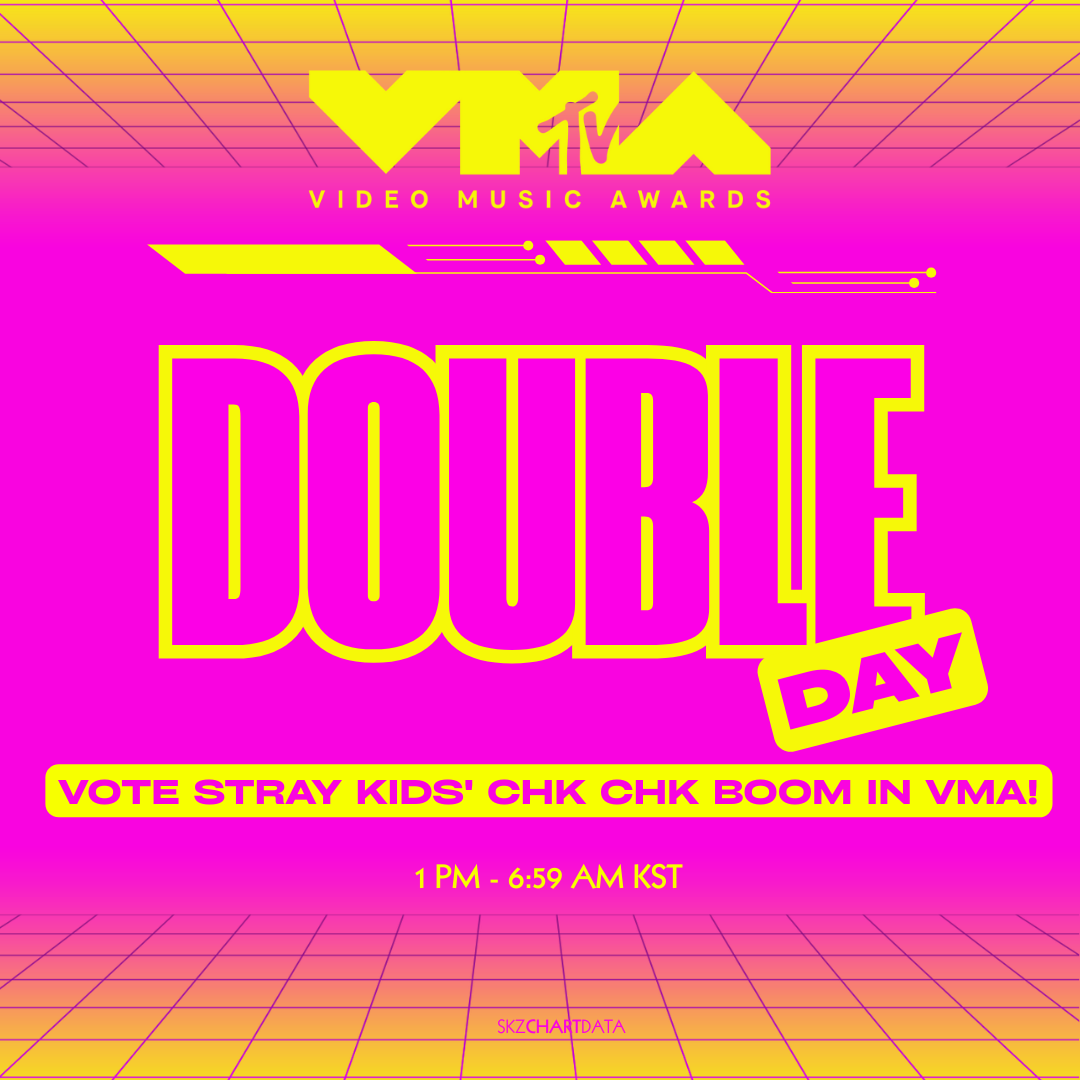 Stray Kids Chart Data (@skzchartdata) on Twitter photo #VMAs LAST VOTING DAY❕️
STAY, today we will have DOUBLE voting on the #VMA website.
Go vote for <a href="/Stray_Kids/">Stray Kids</a> in Best K-Pop Category.
🗓 9/5 1 PM - 9/6 6:59 AM KST
🗳 Vote here: mtv.com/event/vma/vote… #VMAs LAST VOTING DAY❕️
STAY, today we will have DOUBLE voting on the #VMA website.
Go vote for <a href="/Stray_Kids/">Stray Kids</a> in Best K-Pop Category.
🗓 9/5 1 PM - 9/6 6:59 AM KST
🗳 Vote here: mtv.com/event/vma/vote…