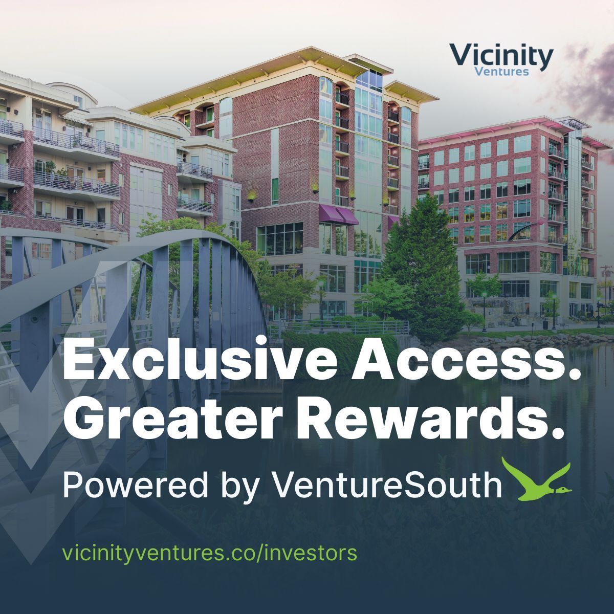 Become an angel investor with VentureSouth.

For $275/mo or $3,000/yr, accredited investors get:

- 10% bonus shares
- Private deals
- Exclusive pitch events + pro support

All through our partnership with one of the Southeast’s top angel networks ➡️ vicinityventures.co/investors