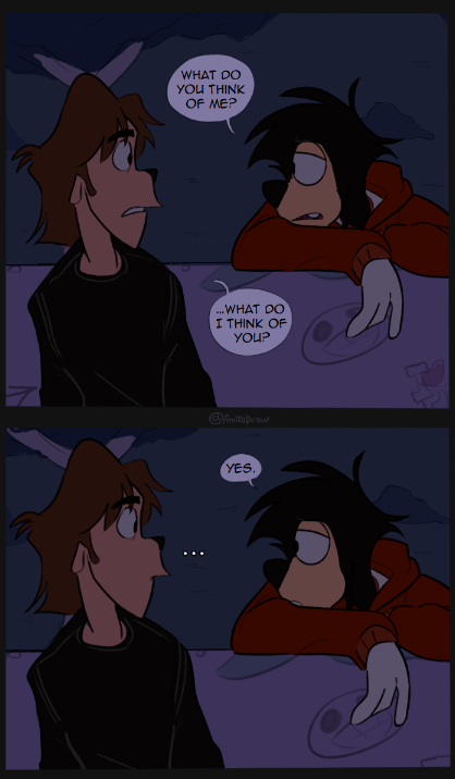 I redrew this panel from <a href="/AniitaDraw/">AnaHí 📻</a> 's "As Goofy as Can be" with my human Maxley. The comic is great I 10/10 recomend reading it!

#maxley #maxgoof #bradleyuppercrustiii #AnExtremelyGoofyMovie #fanart #digitalart