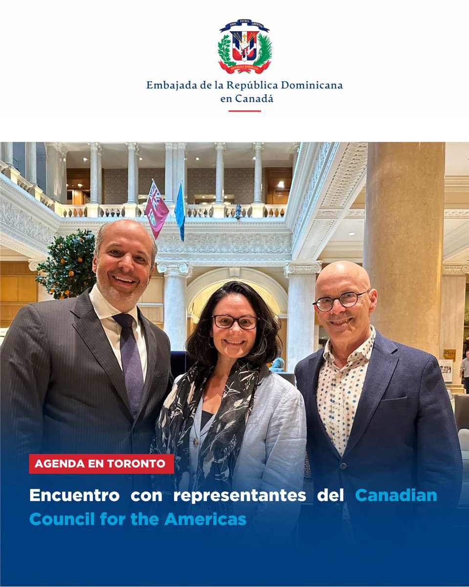 Dominican Embassy in Canada (@rdencanada) on Twitter photo Finalizando nuestra agenda de trabajo en Toronto, el embajador <a href="/JoseBlanco/">Jose Blanco</a> sostuvo una reunión con Kenneth Frankel (<a href="/knfrankel/">ken frankel</a>) y Marta Blackwell, presidente y directora del Canadian Council for the Americas (<a href="/CCACANADA/">Canadian Council for the Americas</a>)🤝🌎. Ambos conversaron sobre la celebración de la Semana Finalizando nuestra agenda de trabajo en Toronto, el embajador <a href="/JoseBlanco/">Jose Blanco</a> sostuvo una reunión con Kenneth Frankel (<a href="/knfrankel/">ken frankel</a>) y Marta Blackwell, presidente y directora del Canadian Council for the Americas (<a href="/CCACANADA/">Canadian Council for the Americas</a>)🤝🌎. Ambos conversaron sobre la celebración de la Semana