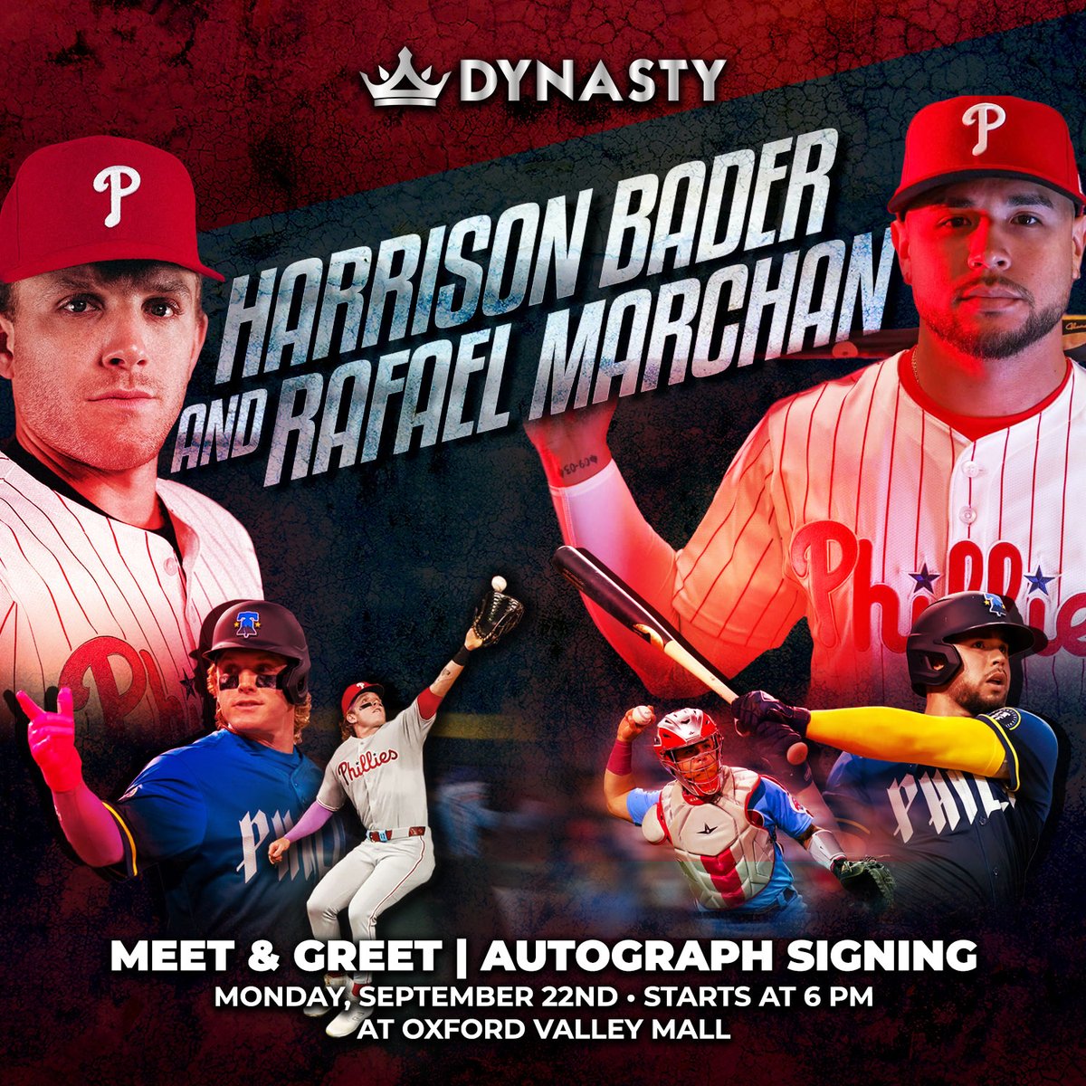 Harrison Bader continues to shine bright since the Phillies traded for him. Meet him and Rafael Marchan on September 22nd. Cannot wait!