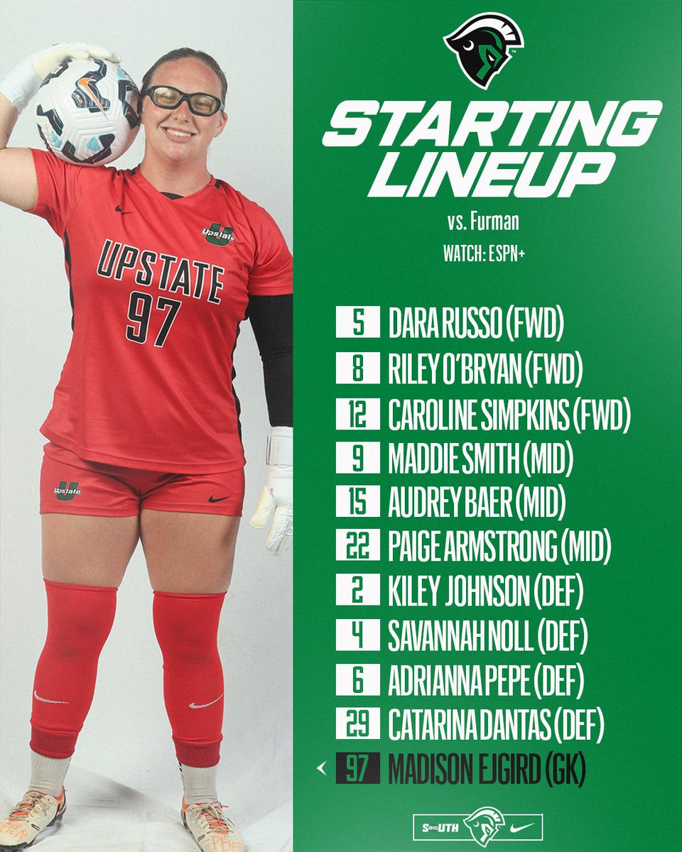 Your starting Spartans for tonight's match against Furman!

📺 brnw.ch/21wVu0m
📊 brnw.ch/21wVu0n

#SpartanArmy ⚔️