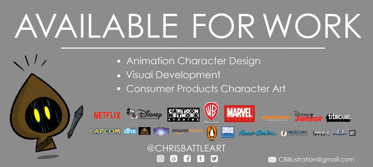 Is your show staffing &amp; in need of a character designer specializing in cartoony shows with a strong visual style? I'm currently #LookingForWork &amp; available for full-time UNION character design positions. Also available for freelance visual development for new/updated properties!