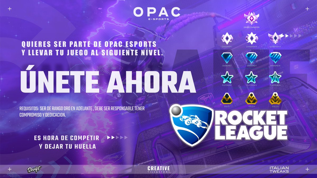 OPAC ESPORTS (@opacesports) on Twitter photo TU PASIÓN Y DEDICACIÓN
ES LO QUE NECESITAS
PARA HACER HISTORIA,
ES MOMENTO DE DEJAR TU HUELLA.
#RocketLeague 
-------------------------------------------
Para mas información Únete al discord oficial de Rocket League.
discord.gg/xUaXDFa2cx TU PASIÓN Y DEDICACIÓN
ES LO QUE NECESITAS
PARA HACER HISTORIA,
ES MOMENTO DE DEJAR TU HUELLA.
#RocketLeague 
-------------------------------------------
Para mas información Únete al discord oficial de Rocket League.
discord.gg/xUaXDFa2cx