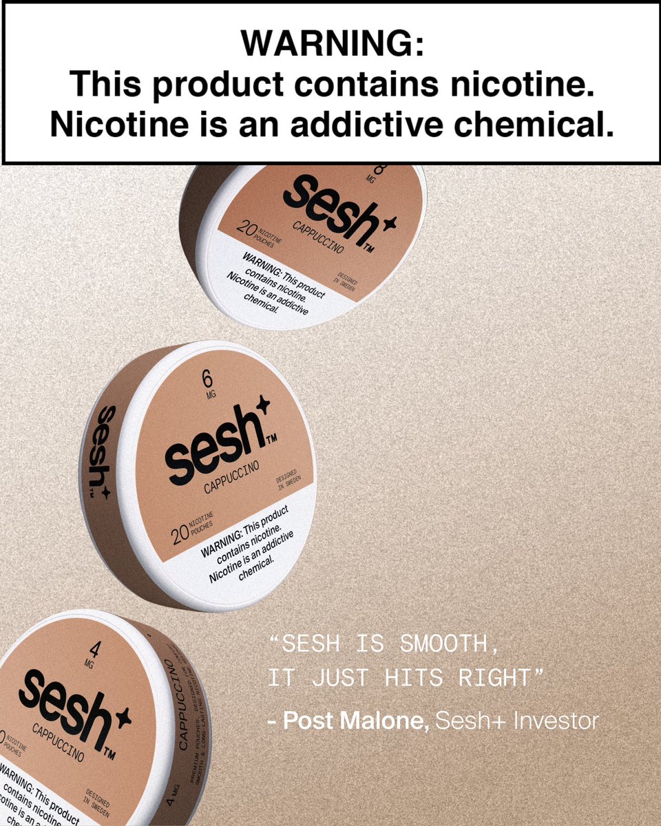 Seshproducts's tweet image. Post Malone backed it. Now it’s your turn.
Nicotine. Evolved.

#pouches #postmalone