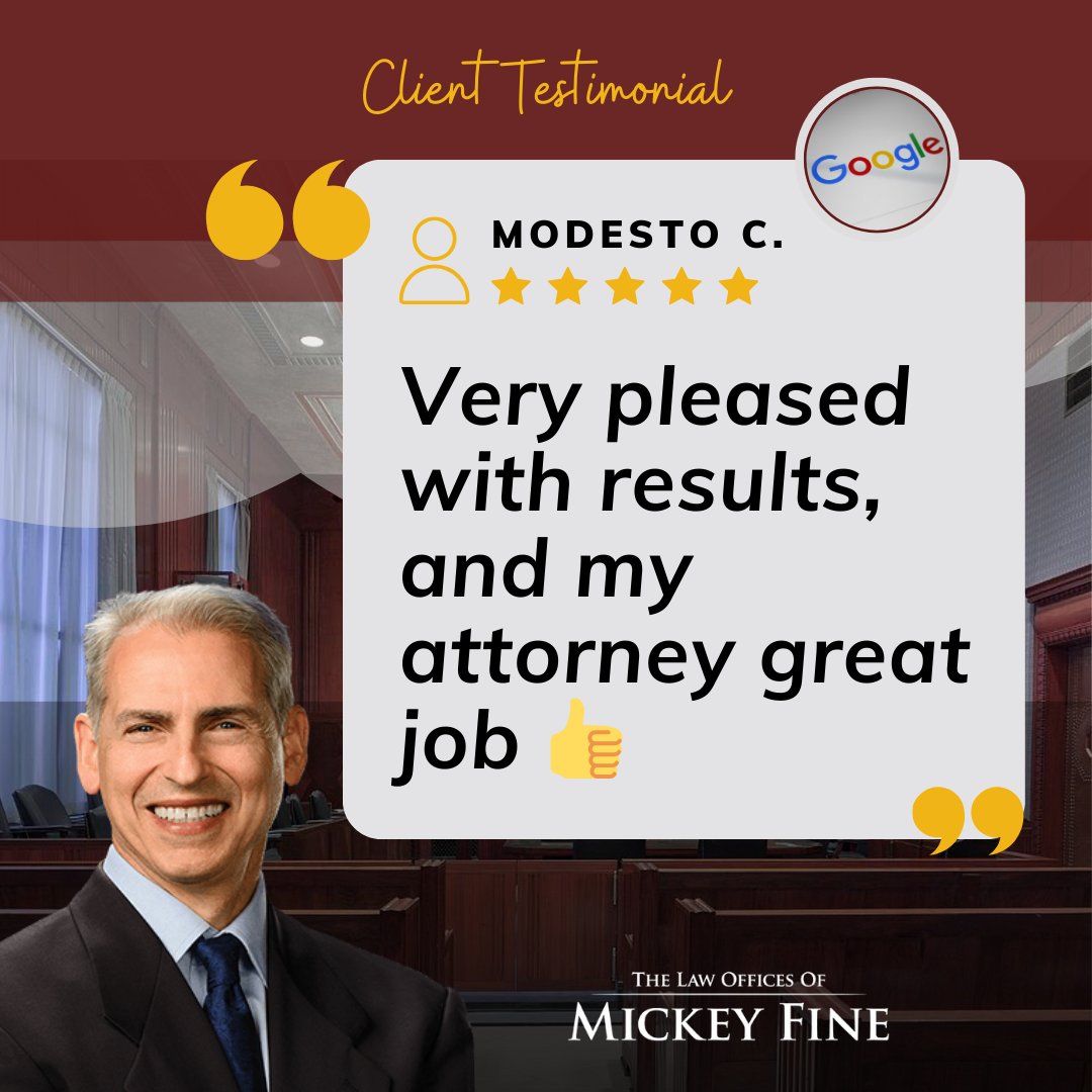 MickeyFineCA's tweet photo. Testimonial Thursday!

We’re grateful for clients who trust us to fight for the results they deserve.

📞 Need help after an accident? Call 661-333-3333 or send us a DM today.

#mickeyfine #bakersfield #california #lawfirm #personalinjury  #googlereview #fivestars #testimonial https://t.co/CCkRxscbtW