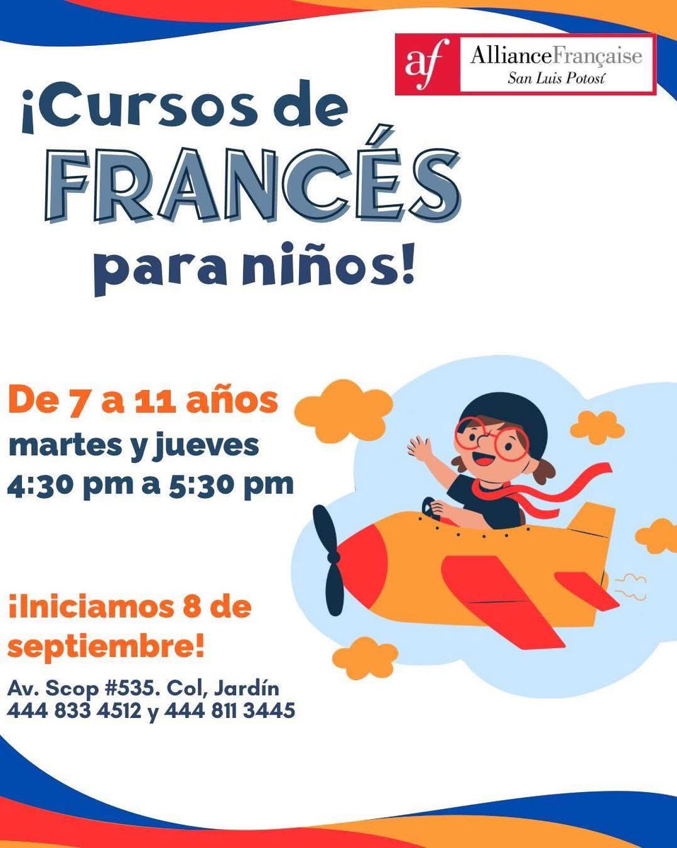 AlianzaFrSLP's tweet photo. ¡Domina el francés! 🇫🇷
Aún puedes inscribirte 📢
.
.
.
Contacto:
✅WhatsApp: https://t.co/PV1PxpDTiB
📍 Av. Scop #535 Col. Jardín
Tels. 444 833 45 12 y 444 811 34 45
🕓Lunes a jueves de 9am a 9pm, viernes de 9am a 5pm y sábados de 9am a 1pm
#idioma #frances https://t.co/R47Npp9BVq