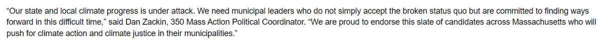 INBOX: <a href="/350MassAct/">350 Mass Action</a> releases #WesternMA endorsements:
#Agawam City Council: <a href="/AgawamTom/">Tom Hendrickson</a> Hendrickson (incumbent).
#Greenfield Precinct 9 Town Council: Max Webbe