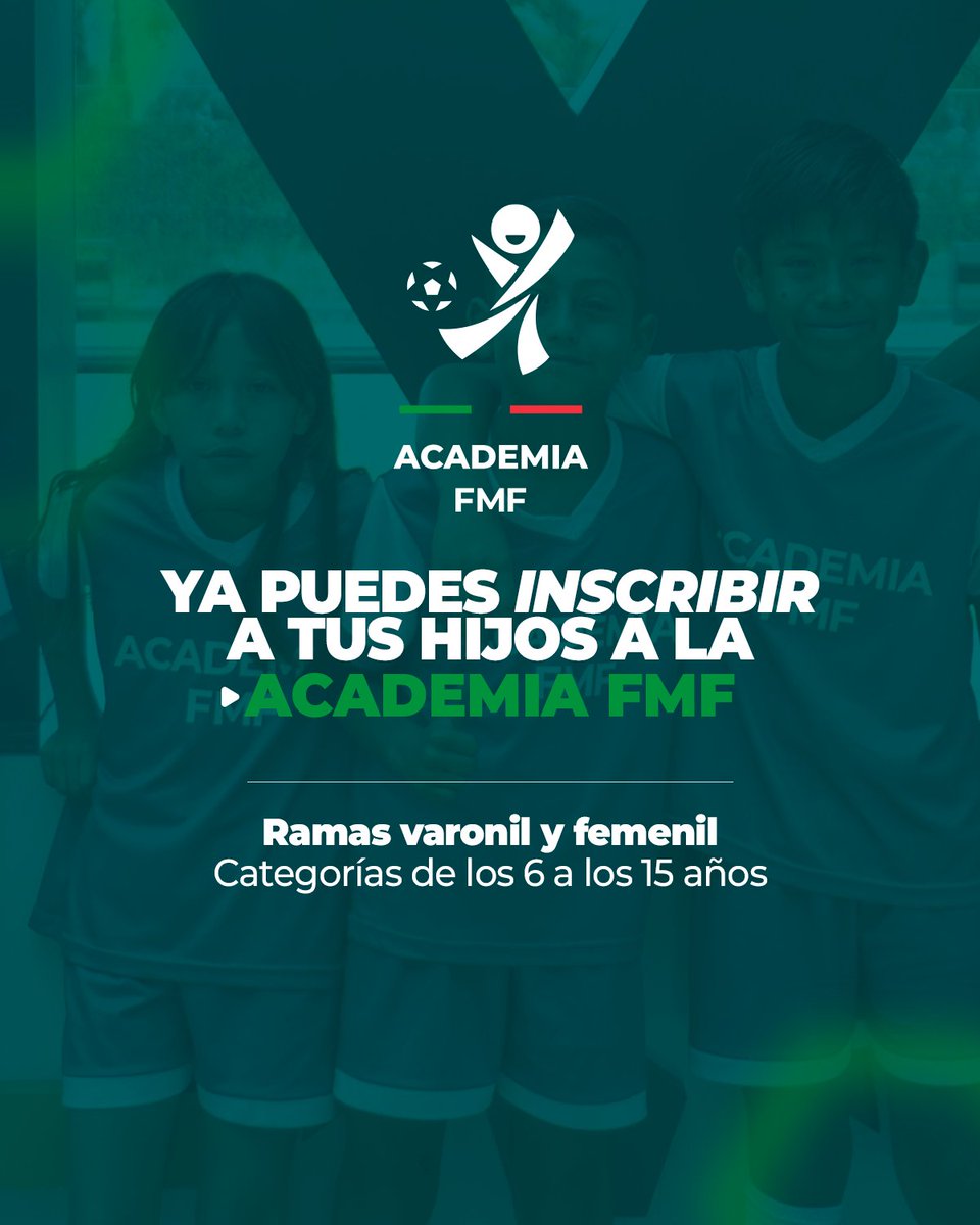 ¿Tu hija o hijo sueñan con jugar futbol? ¡Dale la oportunidad de entrenar con las y los mejores! 

Con una metodología innovadora y entrenador@s certificados por FMF.

Las y los campeones se forjan desde temprana edad.

👉 Inscríbel@ aquí: bit.ly/4g5lGGC #AcademiaFMF