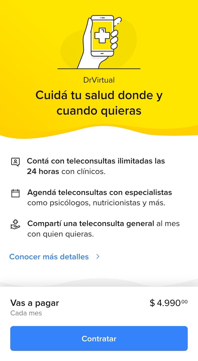 🟡👨🏻‍⚕️ Mercado Pago habilitó un servicio de "Doctor Virtual": cuesta $4.990 al mes, ofrece "teleconsultas ilimitadas las 24 horas" y permite recibir recetas electrónicas