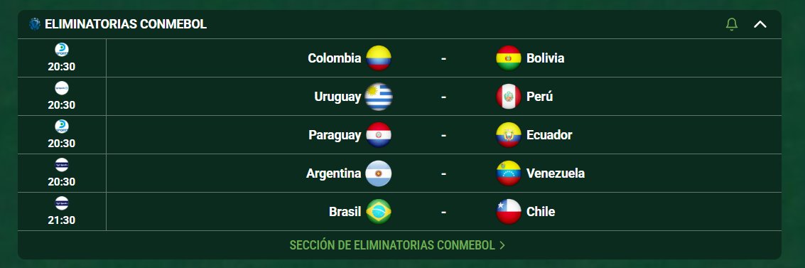 te ponen todos los partidos buenos a las 20:30 y a las 21:30 el chile vs brasil que no lo va a ver ni garrincha
