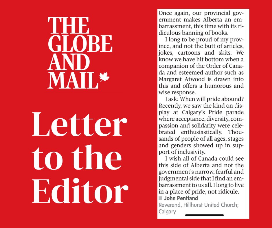 John’s latest letter to the editor reflects on Alberta’s recent book bans and contrasts them with the spirit of pride and inclusivity he witnessed at Calgary’s Pride Parade. 
theglobeandmail.com/opinion/letter…