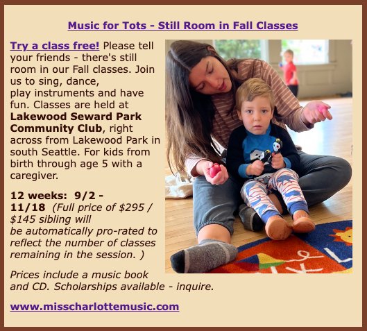 Miss_Char_Music's tweet image. It&apos;s not too late to join Music for Tots Fall Session!

Try a class free: misscharlottemusic.com.

Join us to sing, dance, play instruments and have fun!

#MusicForTots #MusicLessonsForKids #SingDancePlay #PlayInstruments #MakeNewFriends