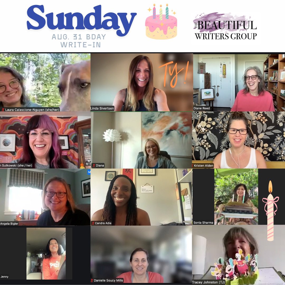 LindaSivertsen's tweet image. These faces. 💜 Day after day, week after week, they pop up in our BWG #WriteIns—showing up for their art, and for each other. At this point, we barely have to ask, “What are you working on today?” We already know… because we were right there last time when you left your