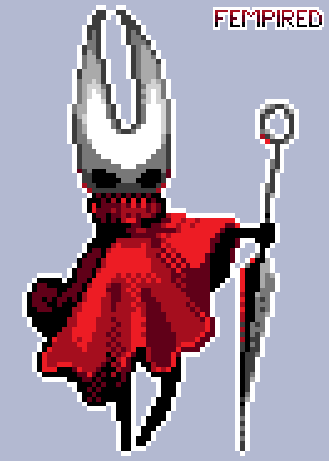 FempiredArt's tweet photo. Little pixel sprite in honour of #Silksong finally releasing! Going to  play the game this Saturday (hopefully) and will probably do a bigger  piece after Ive explored the game, for now I need to avoid spoilers x3

Going to stamp it on wplace as well~

#Hornet https://t.co/B1QV3LLBNv