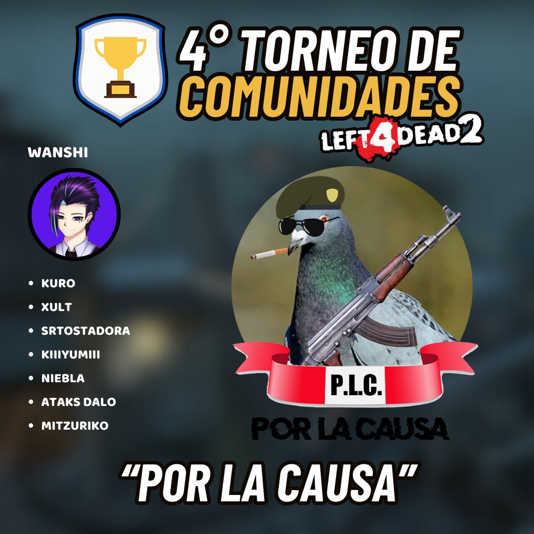 TORNEO DE COMUNIDADES 🏅

LA COMUNIDAD DE <a href="/Wanshi_R/">🎡💎 Wanshi ✨ VKOE ✨ Arco del Casino ♦️🎲</a> SE UNE A LA PARTIDA!!! ✨

Él junto a su chat formaron el equipo "Por la causa" y durante este mes, estarán enfrentándose en fase de grupos a otros equipos en partidas de Left 4 Dead 2 🥳

#VtuberES #Vtuber #VTuberUprising