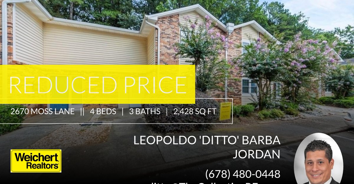 BarbaDitto's tweet photo. 📍 Reduced Price 📍 This recently reduced home at 2670 Moss Lane in Marietta won't last long, so, don't wait to set up a showing! Reach out here or at (678) 480-0448 for more information!

Ditto Barba Jordan @ 678-480-0448 https://t.co/qAqXoeULo2 https://t.co/LdLy8balLd