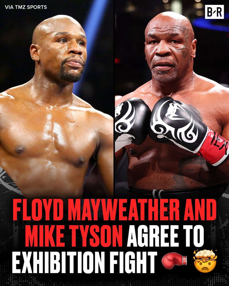 Bleacher Report (@bleacherreport) on Twitter photo BREAKING: Mike Tyson and Floyd Mayweather agree to an exhibition fight, per <a href="/TMZ_Sports/">TMZ Sports</a> ๐จ๐คฏ
Both fighters have signed contracts and the fight is scheduled for Spring 2026
WOW. ๐ฟ BREAKING: Mike Tyson and Floyd Mayweather agree to an exhibition fight, per <a href="/TMZ_Sports/">TMZ Sports</a> ๐จ๐คฏ
Both fighters have signed contracts and the fight is scheduled for Spring 2026
WOW. ๐ฟ