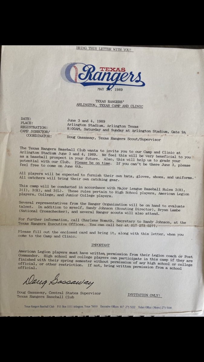 TimboTexas22's tweet photo. Just looking back on dad’s old baseball stuff from the 80’s. Said the old Dodgers scout coming to Katy was his favorite. https://t.co/8gduJL20fA
