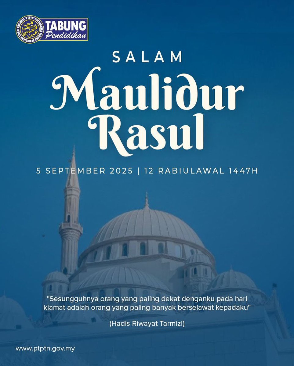🌙 Salam Maulidur Rasul 1447H ✨

Tahukah kalian, Nabi Muhammad SAW digelar Al-Amin sejak muda kerana terkenal dengan sifat amanah dan jujur 💙.

Mari kita jadikan hari kelahiran Baginda ini sebagai peringatan untuk terus mencontohi akhlak Rasulullah SAW.

Ikhlas daripada, 
Warga
