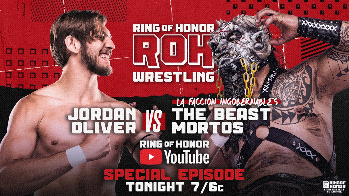 ROH - Ring of Honor Wrestling (@ringofhonor) on Twitter photo The <a href="/BeastMortos/">the beast mortos</a> continues his path of destruction as he battles #ROH newcomer <a href="/TheJordanOIiver/">Jordan Oliver | GO THE DISTANCE!!</a>!
📺 Watch this special episode of ROH TV on the Official ROH YouTube channel 7/6c The <a href="/BeastMortos/">the beast mortos</a> continues his path of destruction as he battles #ROH newcomer <a href="/TheJordanOIiver/">Jordan Oliver | GO THE DISTANCE!!</a>!
📺 Watch this special episode of ROH TV on the Official ROH YouTube channel 7/6c