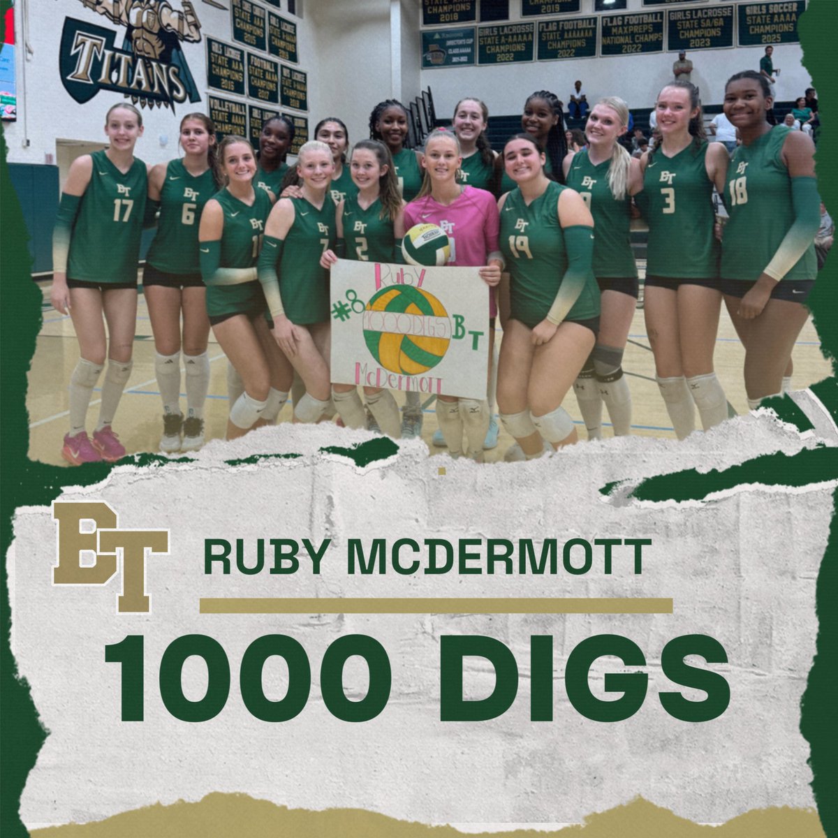 Congratulations to senior Ruby McDermott on hitting 1000 digs tonight in the volleyball team's 3-0 victory over region opponent Kell!
