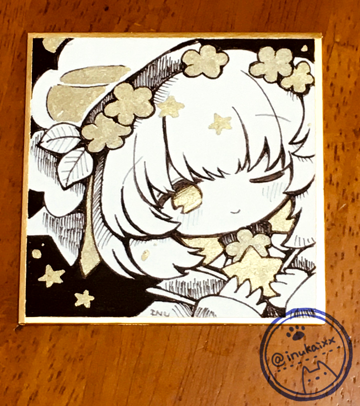 おはようございます～!コミティア用の色紙、描いてます! 