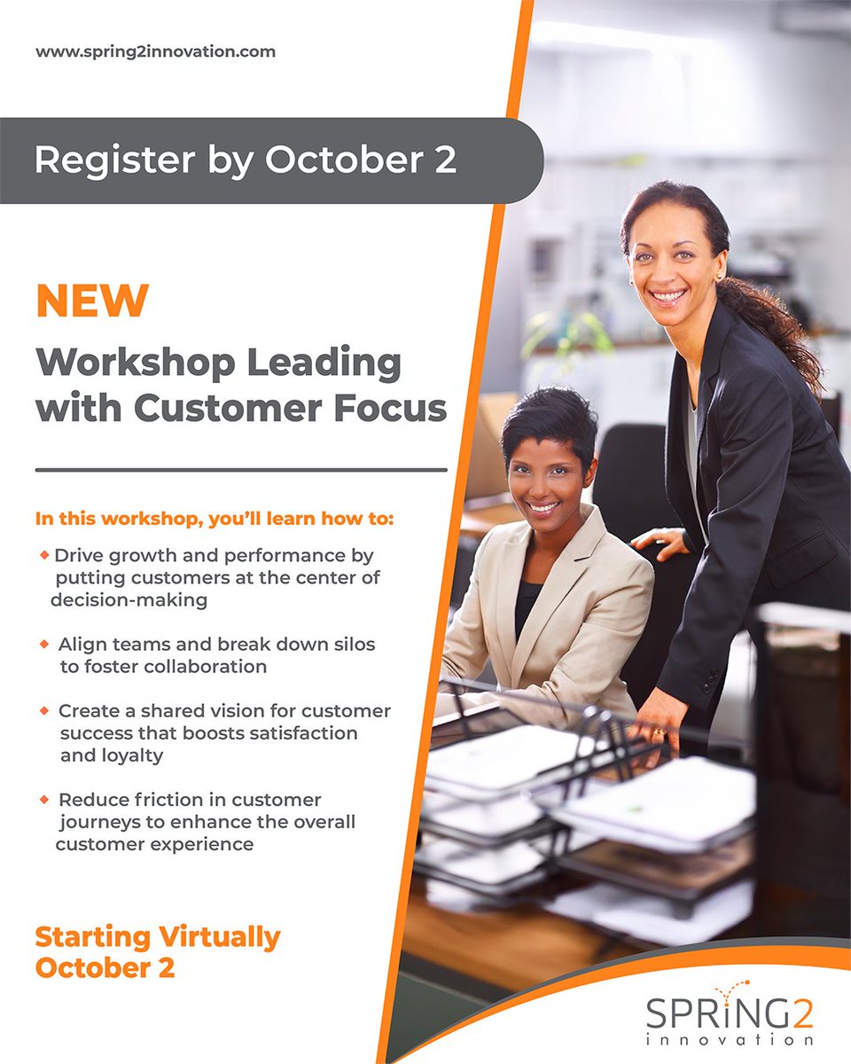 Spring2Inno's tweet image. Want to lead smarter and deliver what your customers actually need?
Join our ‘Leading with Customer Focus’ workshop.
Lead with clarity. Act with purpose.
📅 Register by Oct 2—zurl.co/akSIW
#Spring2Innovation #CustomerFocus #ProfessionalDevelopment