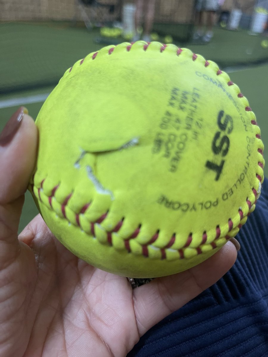 Brand new ball crushed while getting ready for camp this weekend…guessing  <a href="/PPritchett2027/">Preslie Pritchett</a> hits pretty hard 🤣