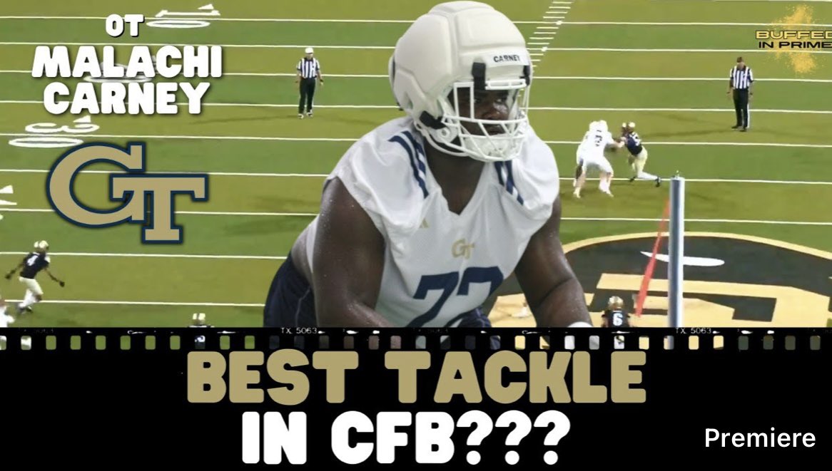BuffedInPrime's tweet image. Breakdown of Georgia Tech Tackle Malachi Carney, played G5 last year, moved to P4 and looks even better. Dominant in the run AND pass. @BIPsList #1 ranked Tackle in CFB so far. 
youtu.be/eFgZlK4-1w4?si…