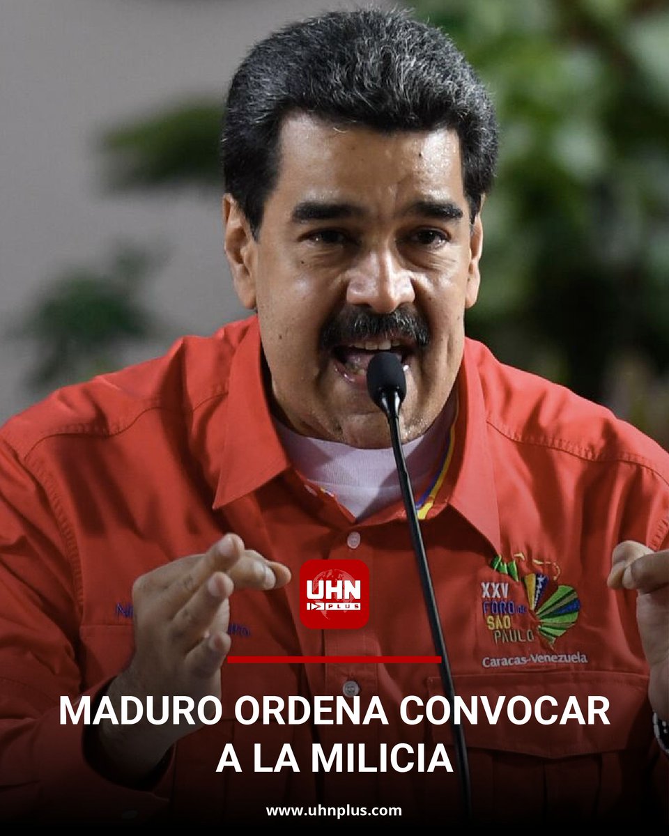 UHN Plus (@uhn_plus) on Twitter photo 🇻🇪🇺🇸‼️ | ÚLTIMA HORA — Maduro anuncia que mañana 5 de septiembre todos los alistados en la Milicia Bolivariana serán convocados en un “ciclo de activación” y pidió a alcaldes y gobernadores activar los cuadrantes (...) contra EE.UU. 🇻🇪🇺🇸‼️ | ÚLTIMA HORA — Maduro anuncia que mañana 5 de septiembre todos los alistados en la Milicia Bolivariana serán convocados en un “ciclo de activación” y pidió a alcaldes y gobernadores activar los cuadrantes (...) contra EE.UU.