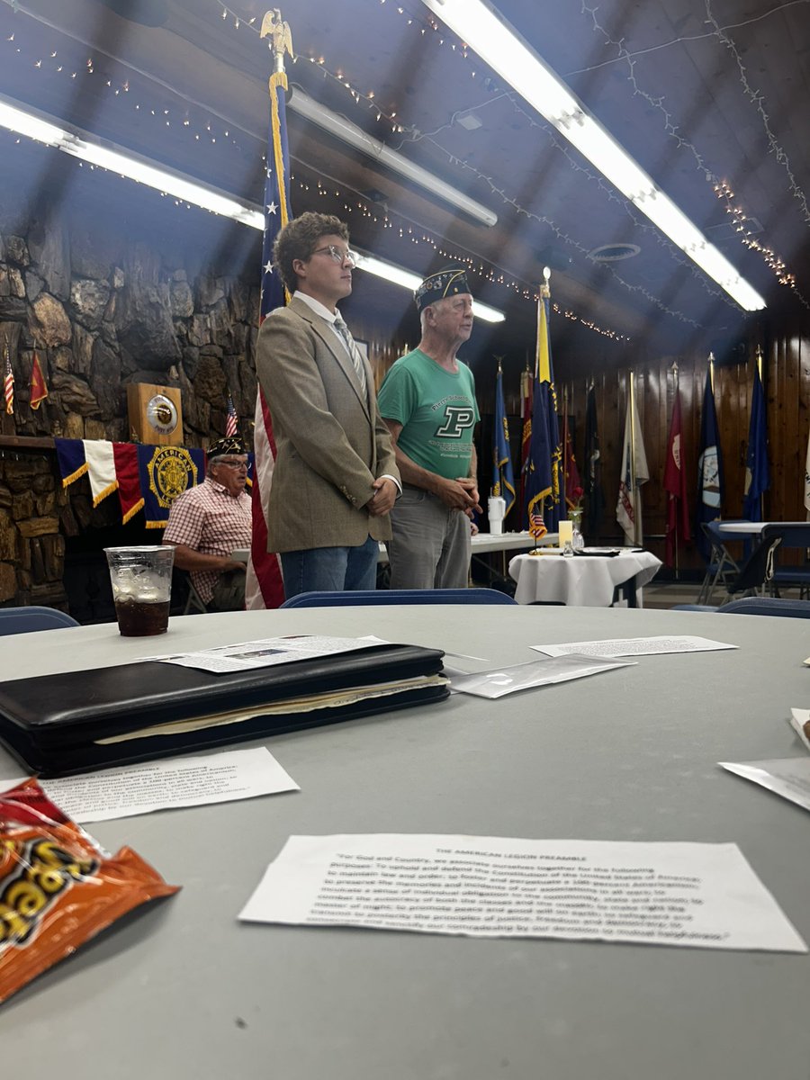 Colton speaking at Pierre Legion Post 8 on his experiance at Boys State.