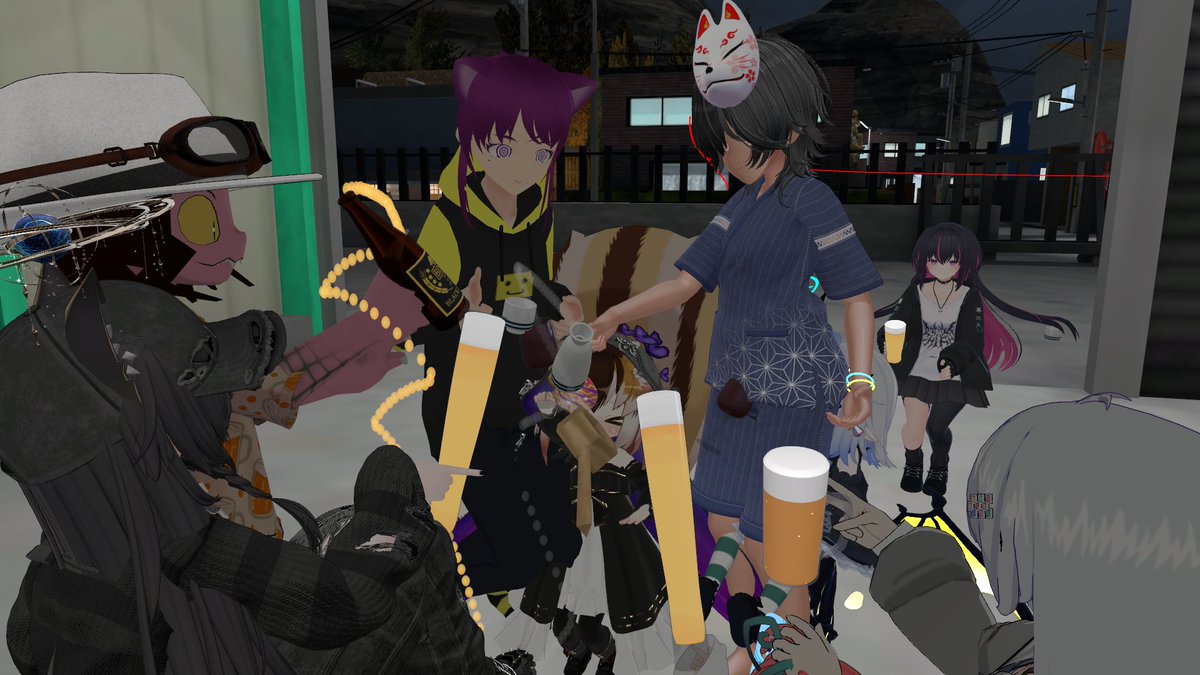 今夜は花金飲み会あります！🌸
今週も乗り切ったことを祝って乾杯しましょう！✨🍻☕🍵🎶
時間は20:30～22:00予定🕣️
Public開催ですのでお気軽にワールド
「しおさい街道」にJoinどうぞ～🌌
(ワールド検索 siosai で表示されます)
#VRChat  #しおさい街道