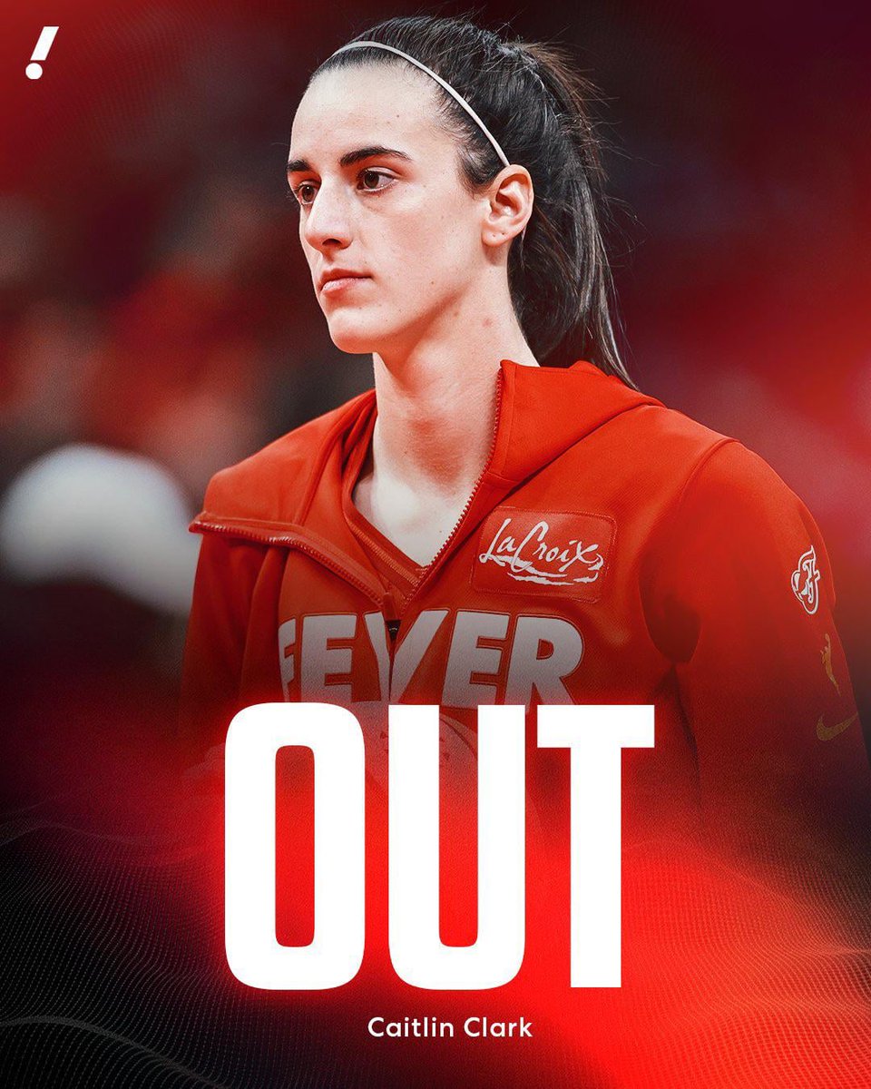 ClarkCoverage's tweet photo. JUST IN: Caitlin Clark will miss the remainder of the season, per @IndianaFever 🚨

📸: @YahooSports |#WNBA https://t.co/l0CTfwoSOX